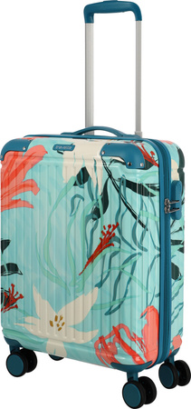 Kabinový kufr Travelite Cruise Print 55 cm – tyrkysová lilie