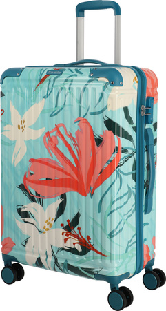 Střední kufr Travelite Cruise Print 67 cm – tyrkysová lilie